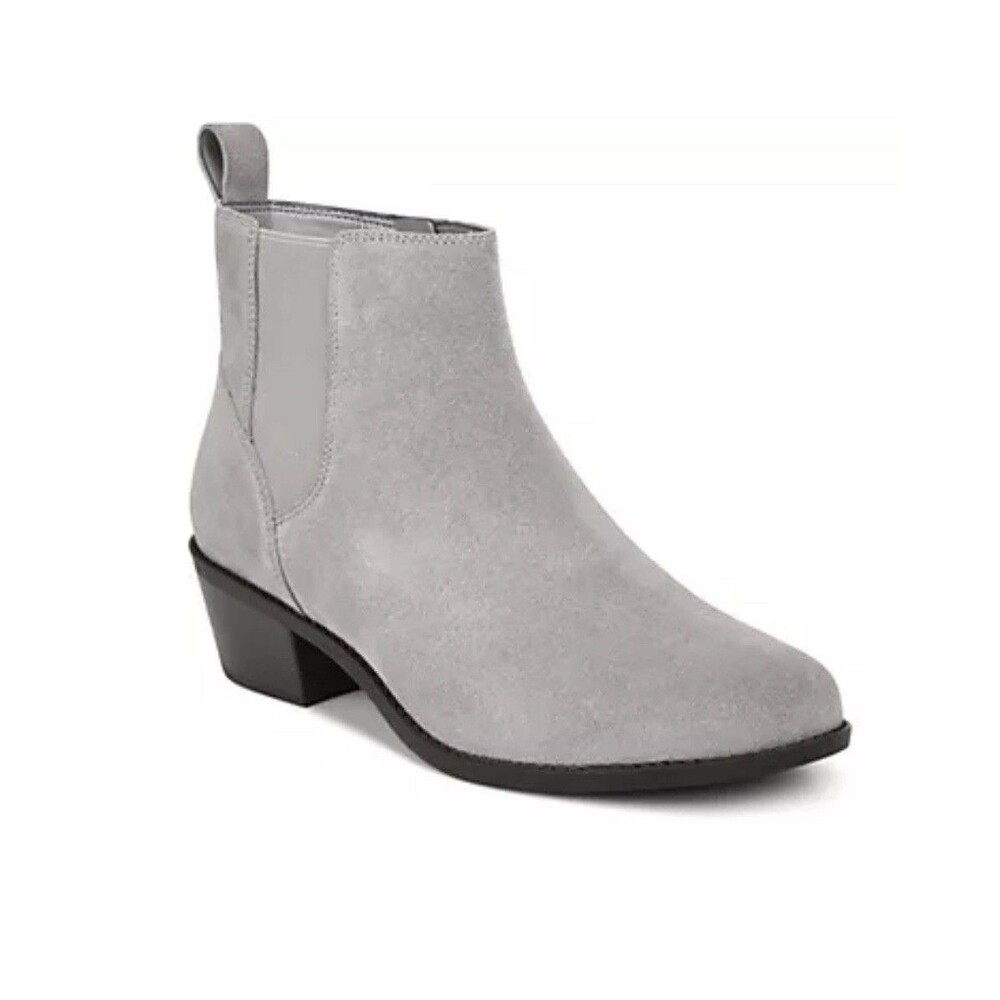 Vionic Light Gray Suede Ankle Booties